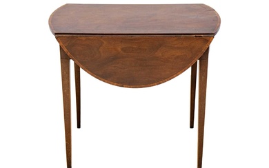 A George III mahogany and kingwood banded oval Pembroke table.