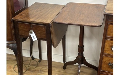 A George III mahogany drop leaf work table, width 33cm, dept...