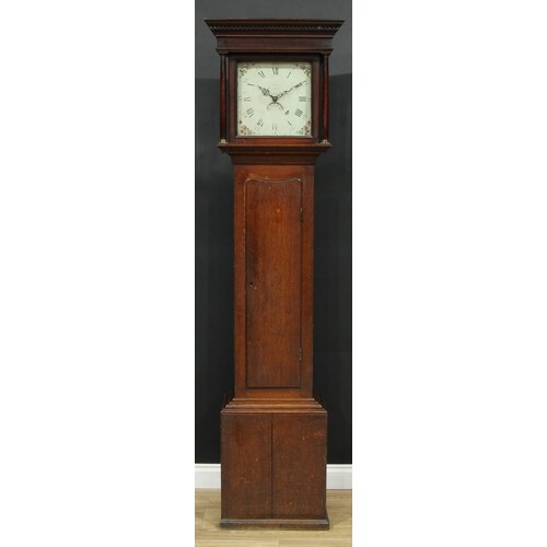 A George III oak longcase clock, 30.5cm square painted dial ...