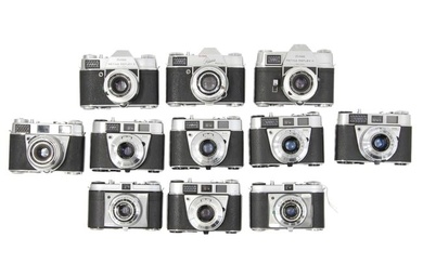 A Kodak Retina Reflex with 50mm f2 Xenon C & Ten Kodak Retinette Cameras.