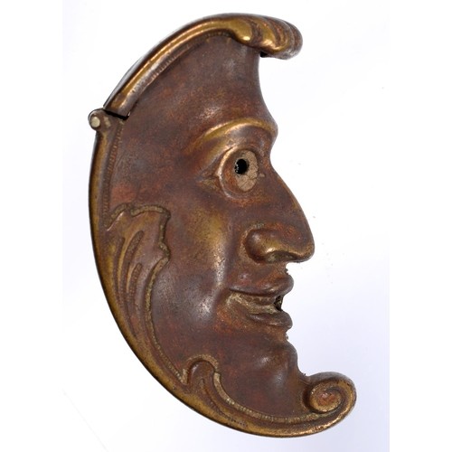 A LATE 19TH C EMBOSSED BRASS MAN IN THE MOON NOVELTY VESTA C...