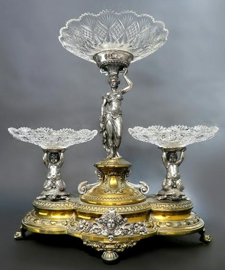 A Large 19th C. Silver-plated WMF Figural Centerpiece