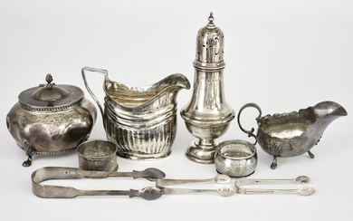 A Late Victorian Silver Sugar Caster and Mixed Silverware, the...
