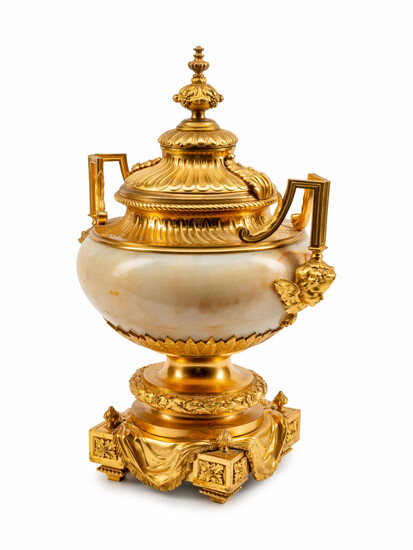 A Louis XVI Style Gilt-Bronze-Mounted Marble Urn