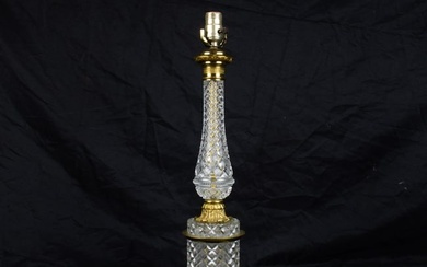 A Neoclassical style brass mounted cut glass table lamp