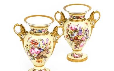 A Pair of Spode Porcelain Vases, circa 1815, of baluster...