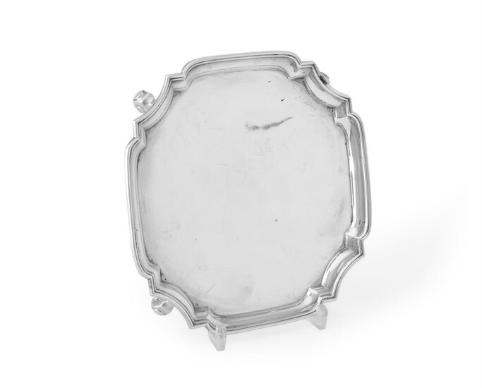 A SILVER SHAPED SQUARE SALVER, THE NORTHERN GOLDSMITHS CO.