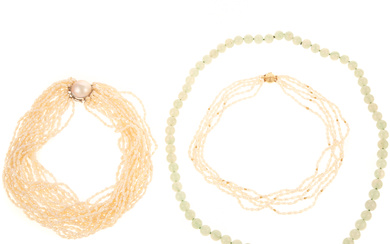A Trio of Pearl & Jade Necklaces