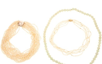 A Trio of Pearl & Jade Necklaces
