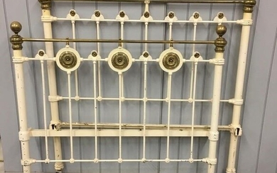 A Victorian brass and metal double bed frame comprising...