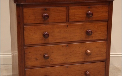A Victorian mahogany chest of drawers, the rectangular top w...