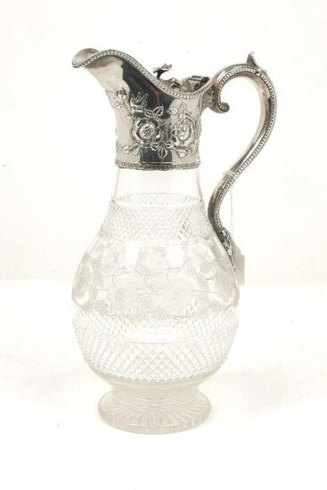 A Victorian silver mounted cut glass jug,...