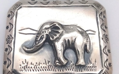 A Vintage South African Sterling Silver Elephant Relief Deta...