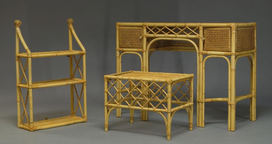 A bamboo and caned bedroom suite, second half 20th Century,...