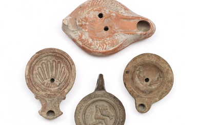 A collection of four Roman terracotta oillamps, ca. 2nd century AD