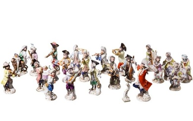 A complete porcelain monkey orchestra, designed by J. J. Kaendler, manufactured by Meissen, late