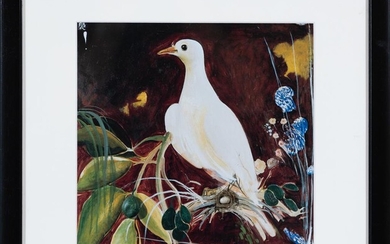 A decorative print after Brett Whiteley depicting a dove, frame...