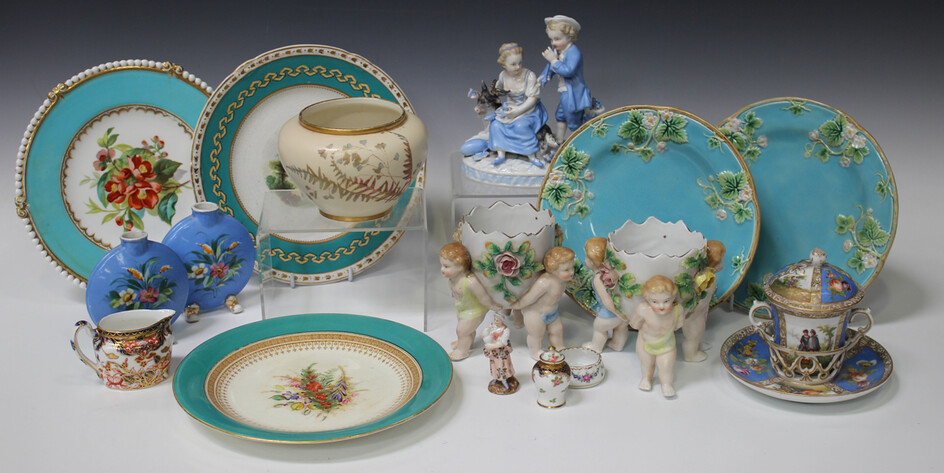 A group of decorative British and Continental porcelain and pottery, late 19th and 20th century, inc