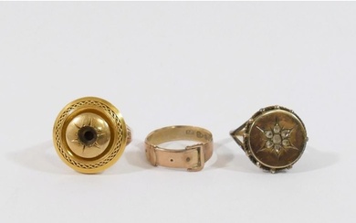 A late 19th century circular panel ring, centrally set with ...