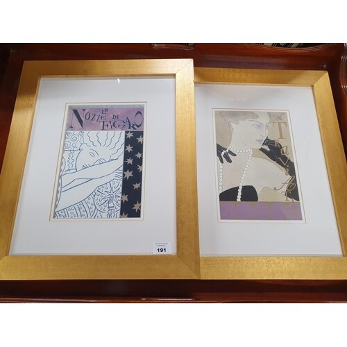 A pair of Art Deco style coloured Prints in good gilt frames...
