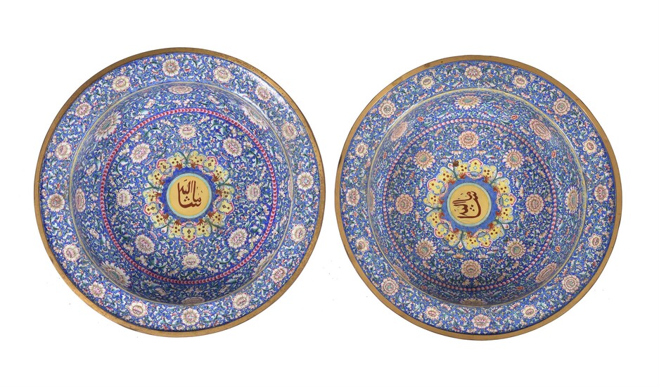 A pair of Chinese canton enamel basins for the Middle Eastern market