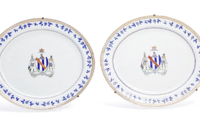 A pair of Chinese export porcelain dishes with coat of arms for...