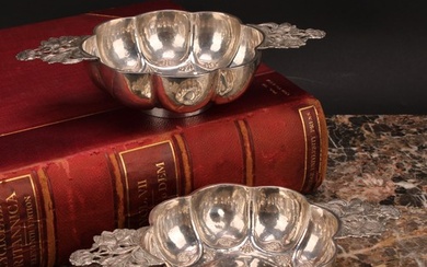 A pair of Dutch silver brandy bowls, of typical lobed design...