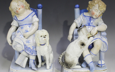 A pair of Ernst, Bohne & Söhne porcelain figures, late 19th/early 20th century, each modell