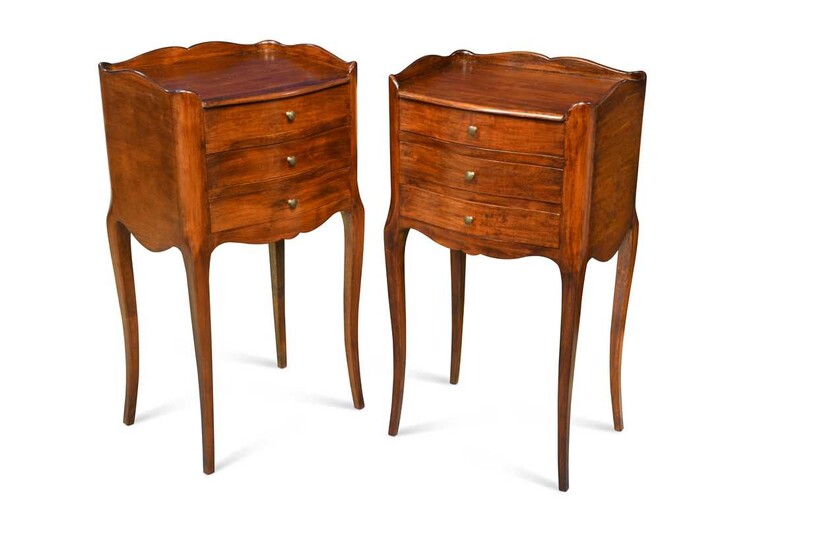 A pair of French provincial cherrywood bedside tables, 20th century