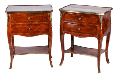 A pair of Louis XV style bronze-mounted side tables...
