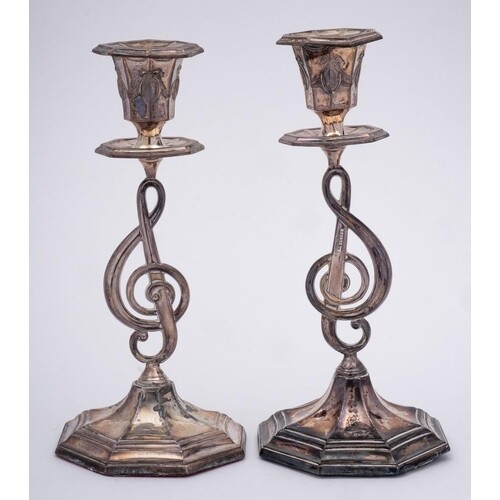 A pair of Victorian silver candlesticks, maker Joseph Rogers...