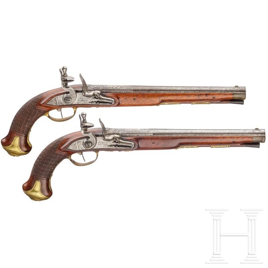 A pair of flintlock pistols, Meckel in Schwerin, circa 1730 and later