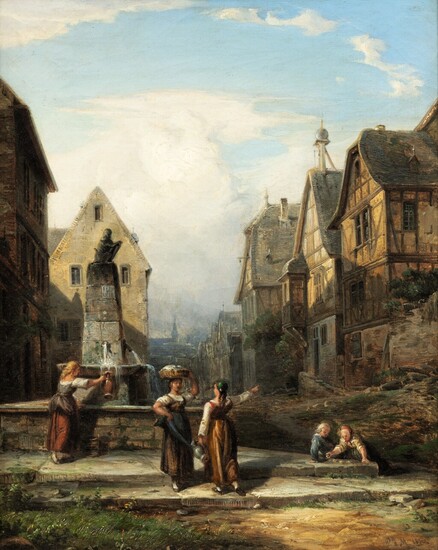 A village scene | Scène de village, French School, mid-19th Century
