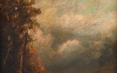 AMERICAN SCHOOL, 19TH CENTURY, LANDSCAPE, Oil on canvas, 10 x 8 in. (25.4 x 20.3 cm.), Frame: 16 1/2 x 14 1/2 in. (41.9 x 36.8 cm.)