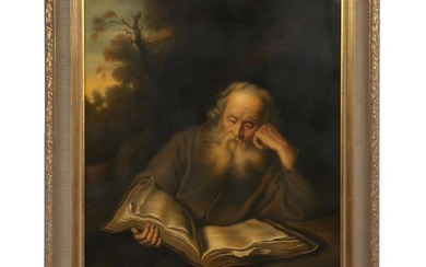 After Salomon Koninck, (Dutch ca.1635) by L. Schunzel, German (19th century), The Hermit, oil on