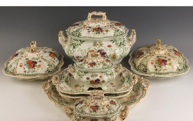 An English ceramic part dinner service in the 'Emerald Flowe...