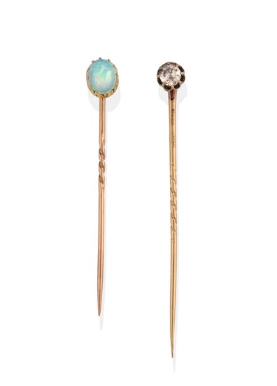 An Opal Stickpin and A Diamond Stickpin