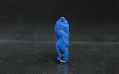 Ancient Egyptian Faience Bes Amulet from the Amarna Period