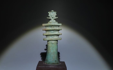 Ancient Egyptian Faience Very big Djed pillar amulet. Very good quality. 12,5 cm H. Perfect.
