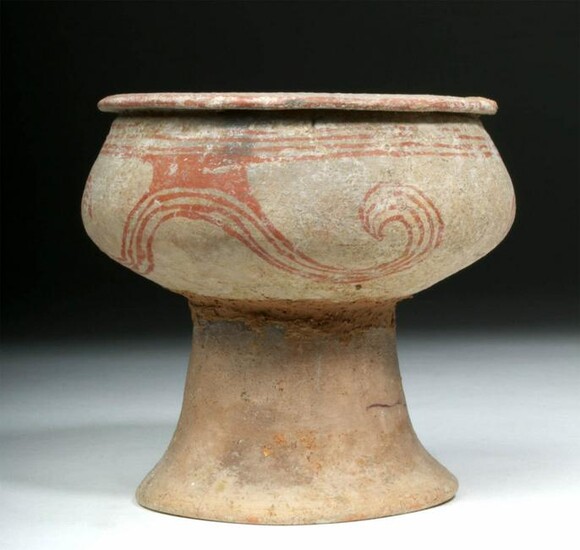 Ancient Thai Ban Chiang Pottery Stemmed Vessel