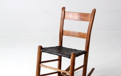 Antique ChildrenS Splint Weave Seat Rocking Chair