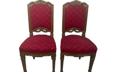 Antique French Louis XVI style pair of chairs
