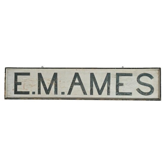 Antique Painted Wood Sign, E. M. Ames.