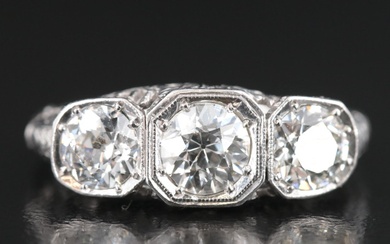 Art Deco 18K 1.70 CTW Diamond Ring