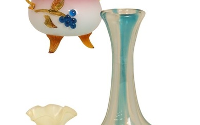 Art Glass Bowl & 2 Vases