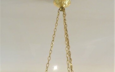 Art Nouveau Ceiling Lamp 1900 Gilt Bronze & Glass Paste (1)