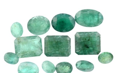 Assorted vari-shape emeralds, 54.90ct