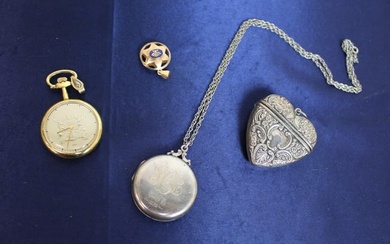 Assortment of Antique Sterling Silver and Gold Jewelry Pocket Watch Pendant