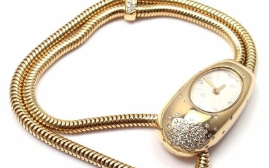 Authentic Van Cleef & Arpels 18k Yellow Gold Cadenas Serti Diamond Ladies Watch