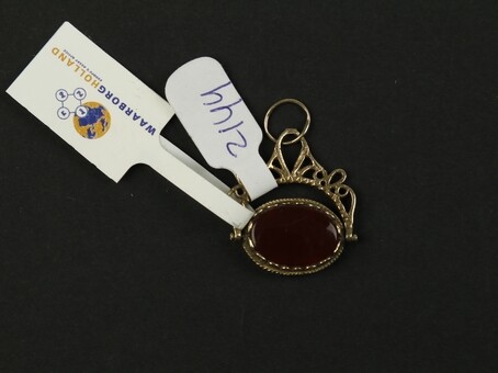 BWGG yellow open-worked pendant set with an oval carnelian -3,7...